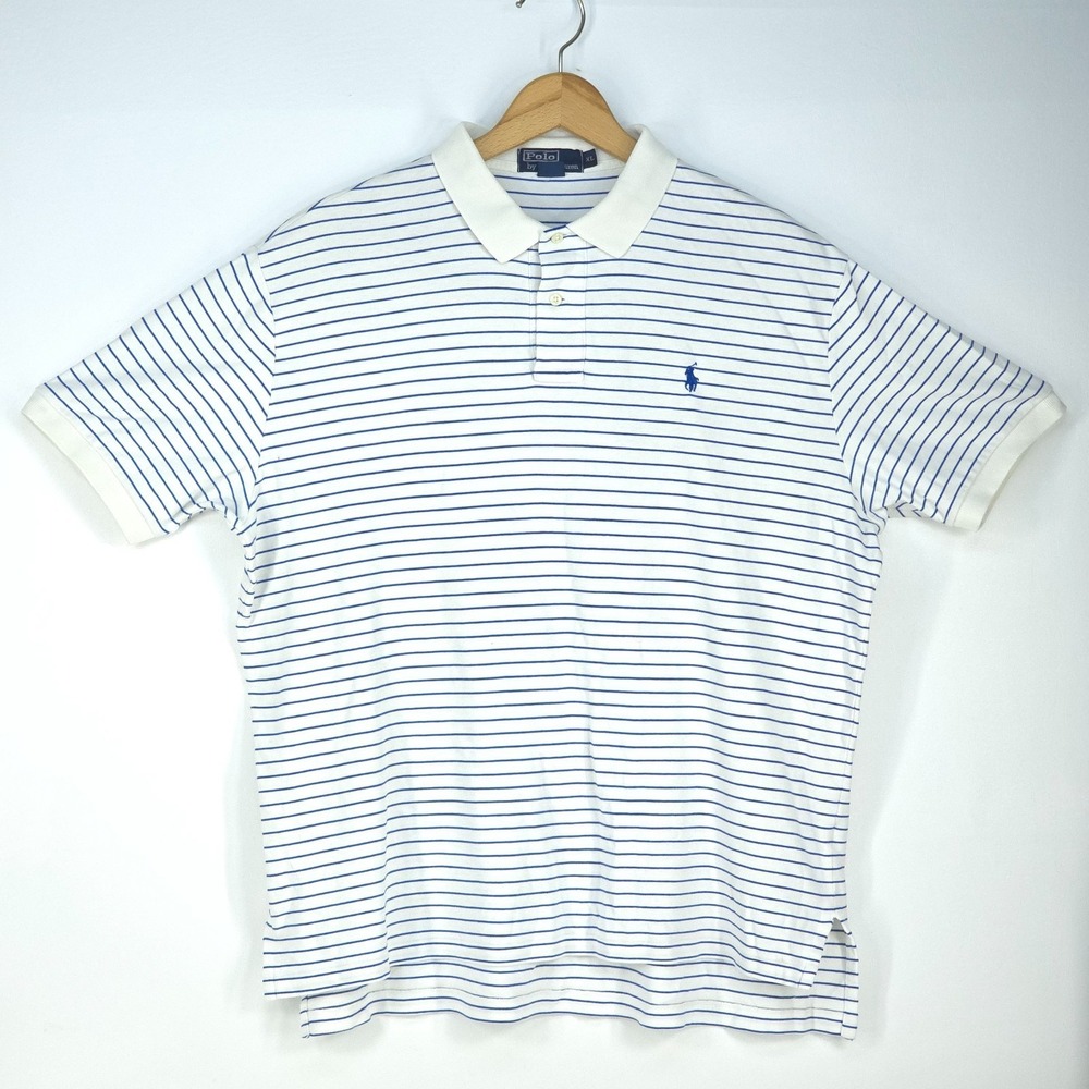 Ralph Lauren Classic Polo Shirt Mens XL Striped Pony Logo Short Sleeve Preppy